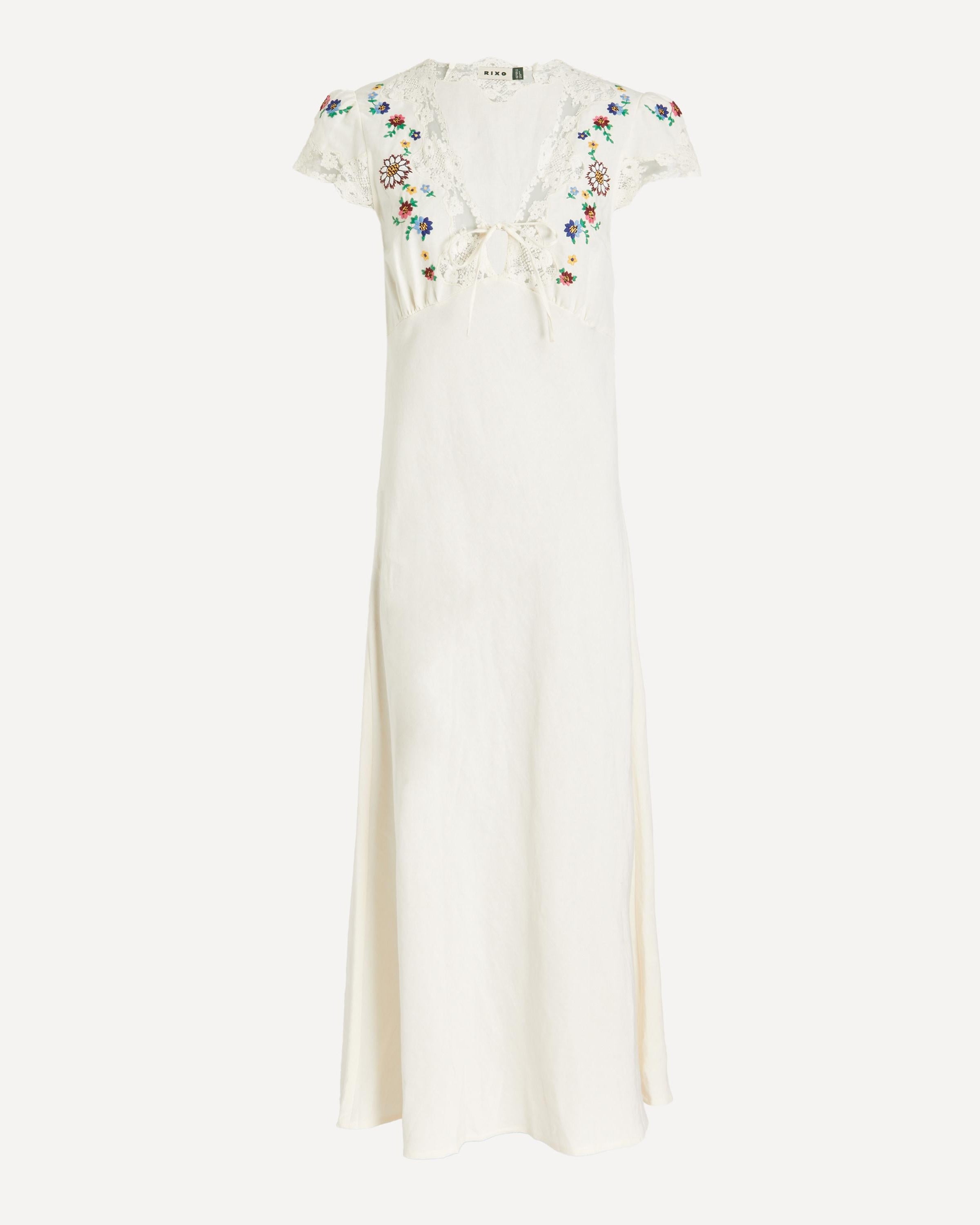 Amari Dress Daisy - Sun Embroidery Cream