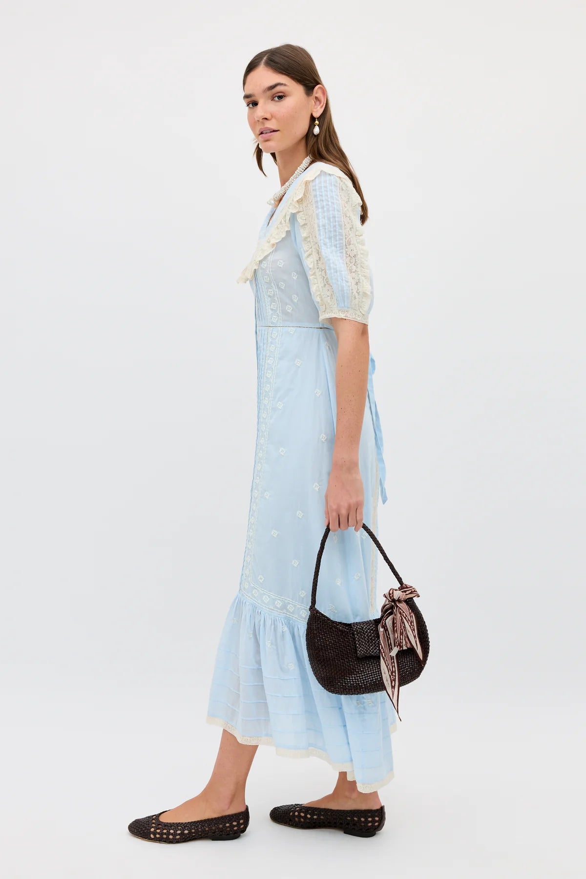 Edina Dress Mira - Embroidery Powder Blue