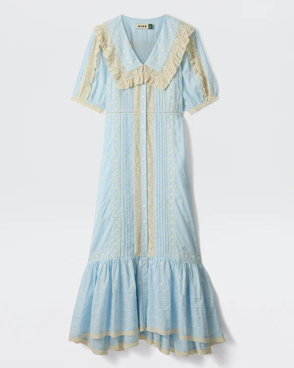 Edina Dress Mira - Embroidery Powder Blue