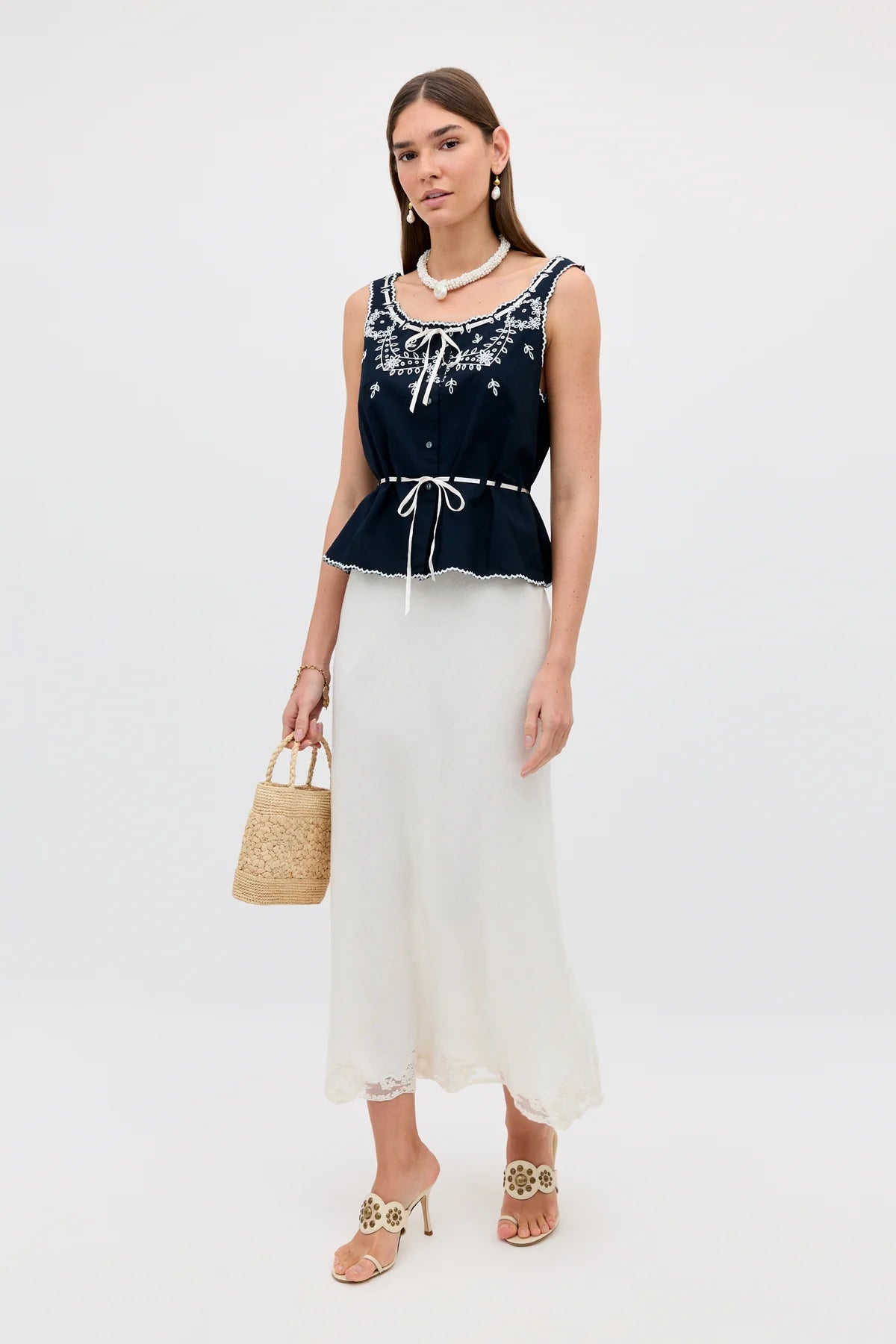 Cassara Top Aster - Cutwork Embroidery Black