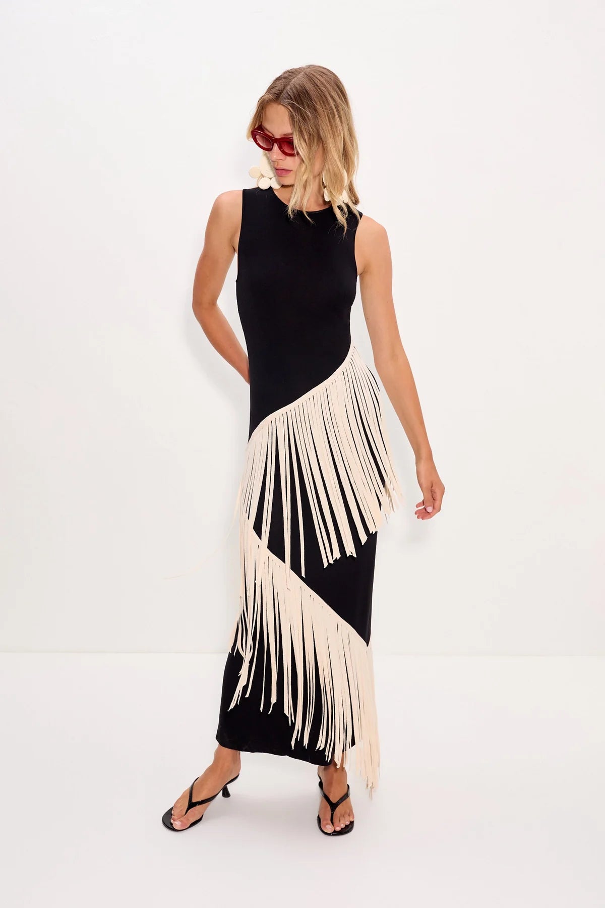 Spiral Knit Dress - Black/Macadamia