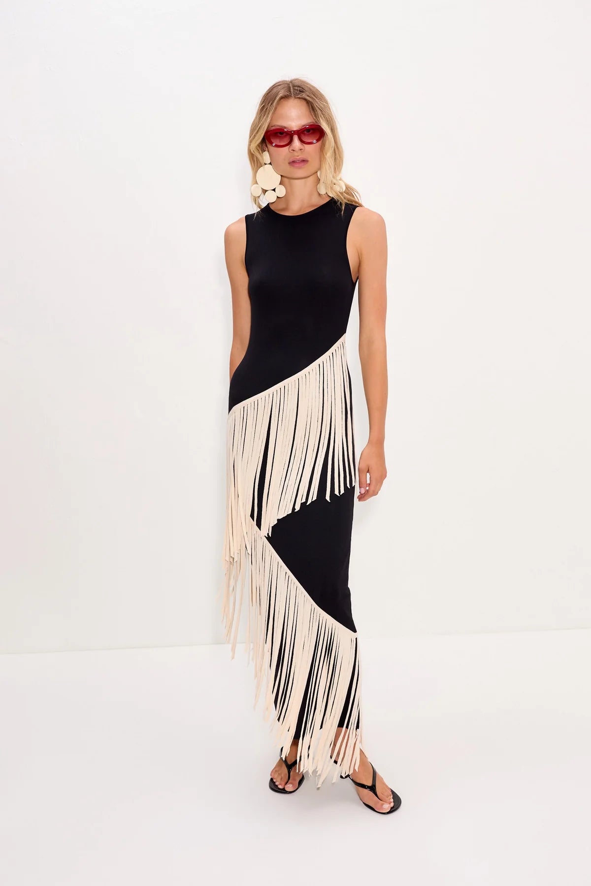 Spiral Knit Dress - Black/Macadamia