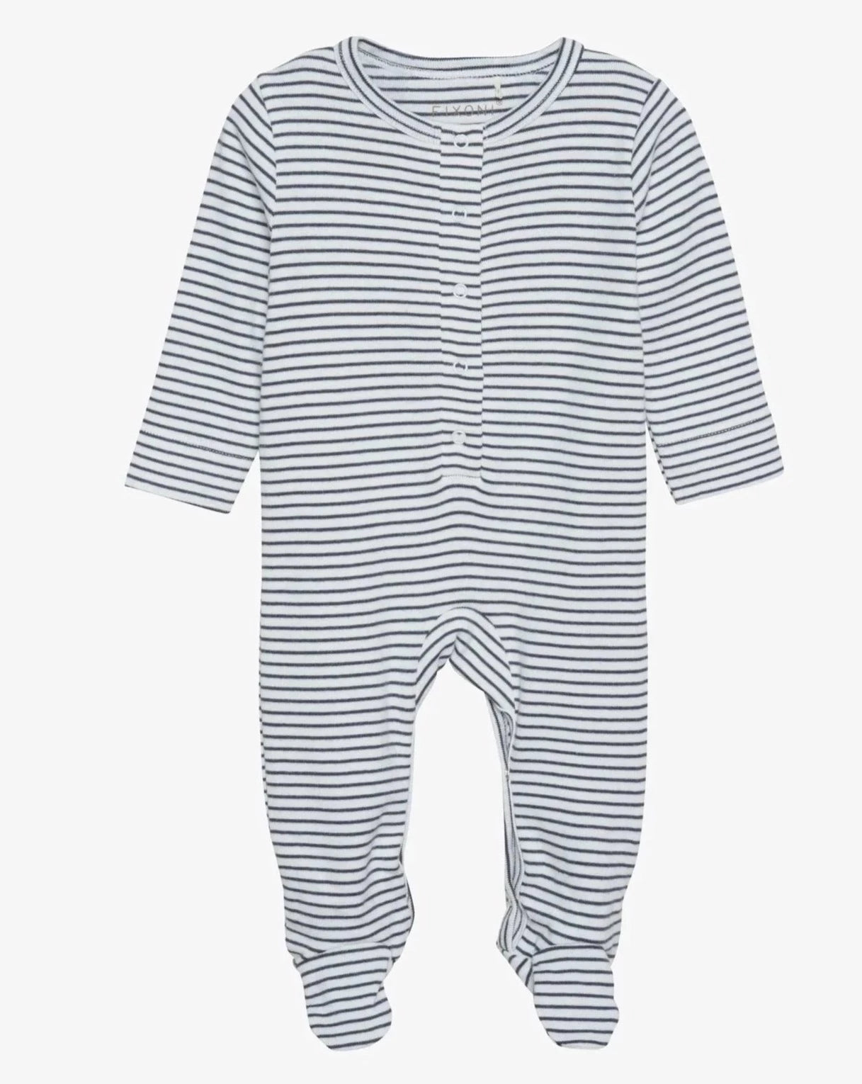 Romper Long Sleeve w. Feet Striped - Indian Ink