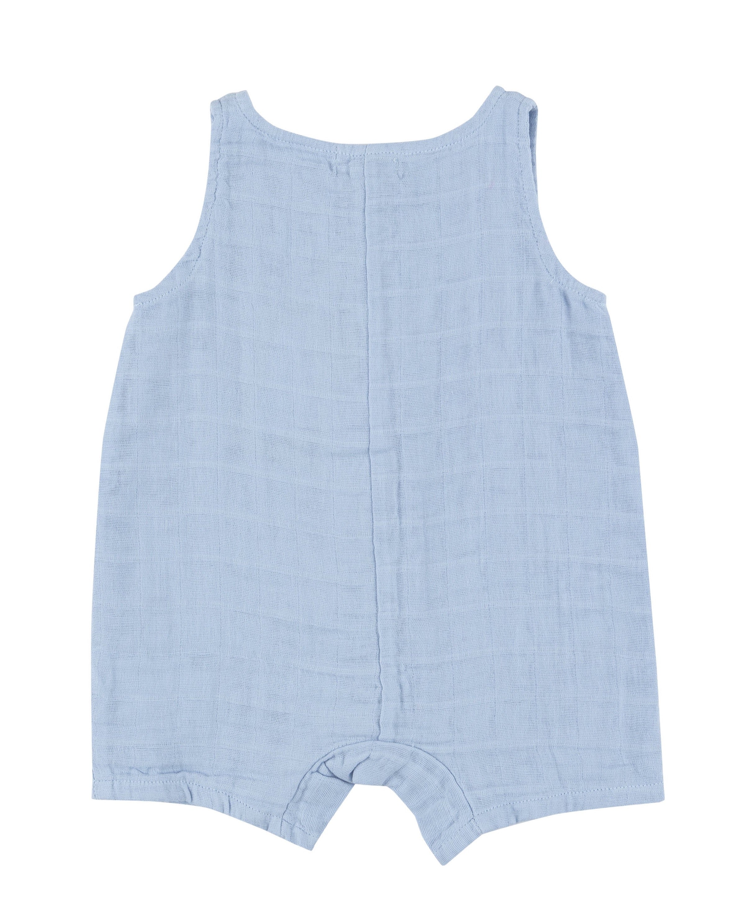 Shortie Romper - Dusty Blue Muslin