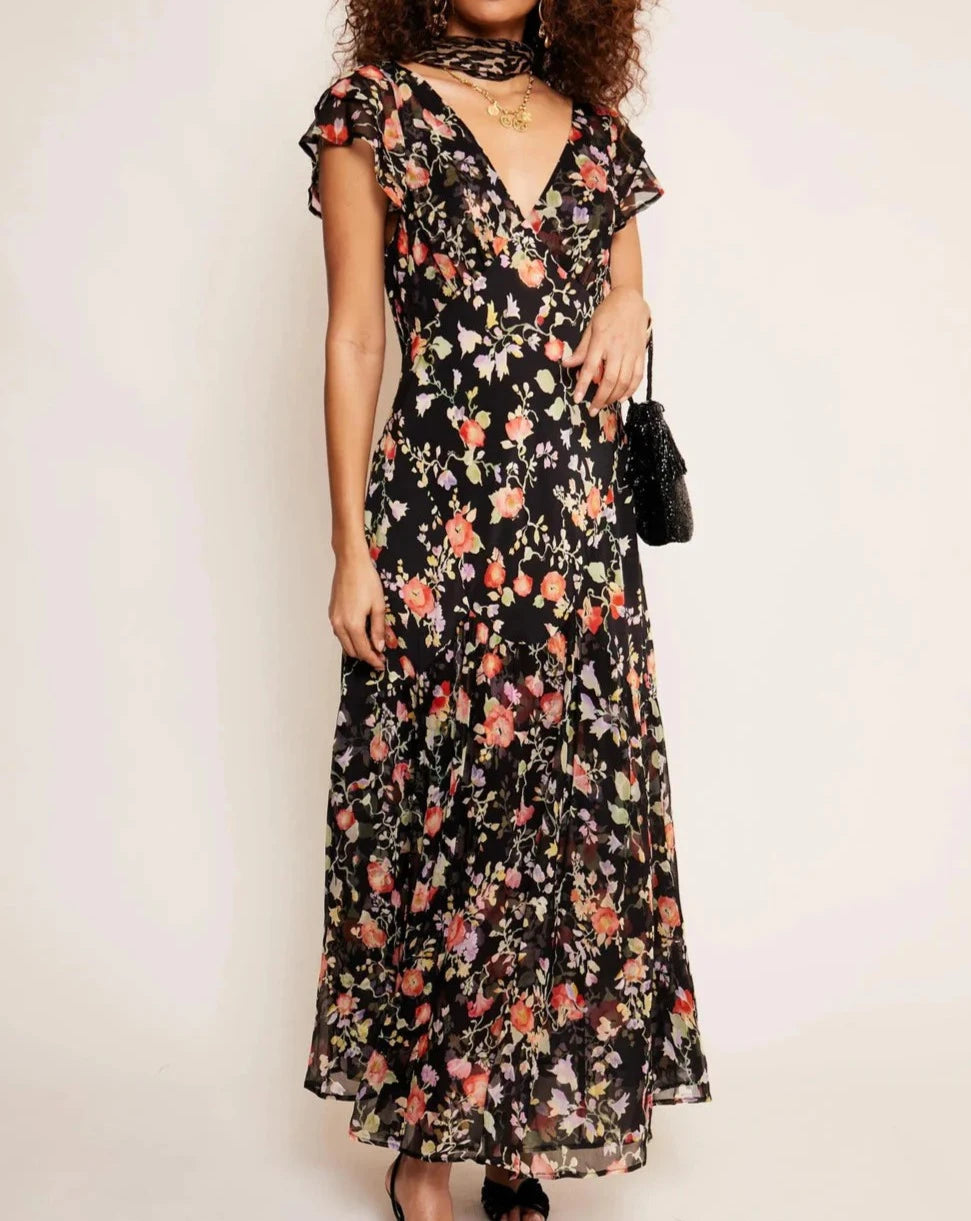 Cinzia Dress - Waterblossom Noir