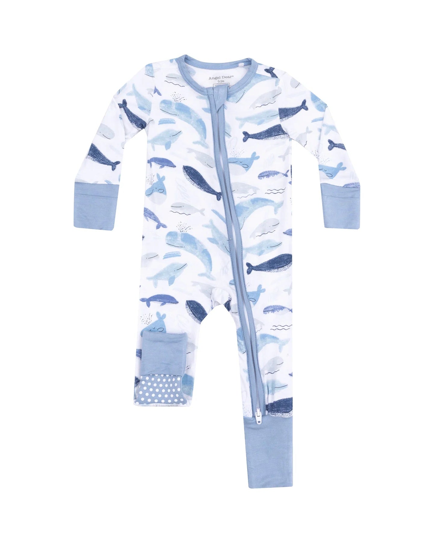 2 Way Zipper Romper - Blue Whales