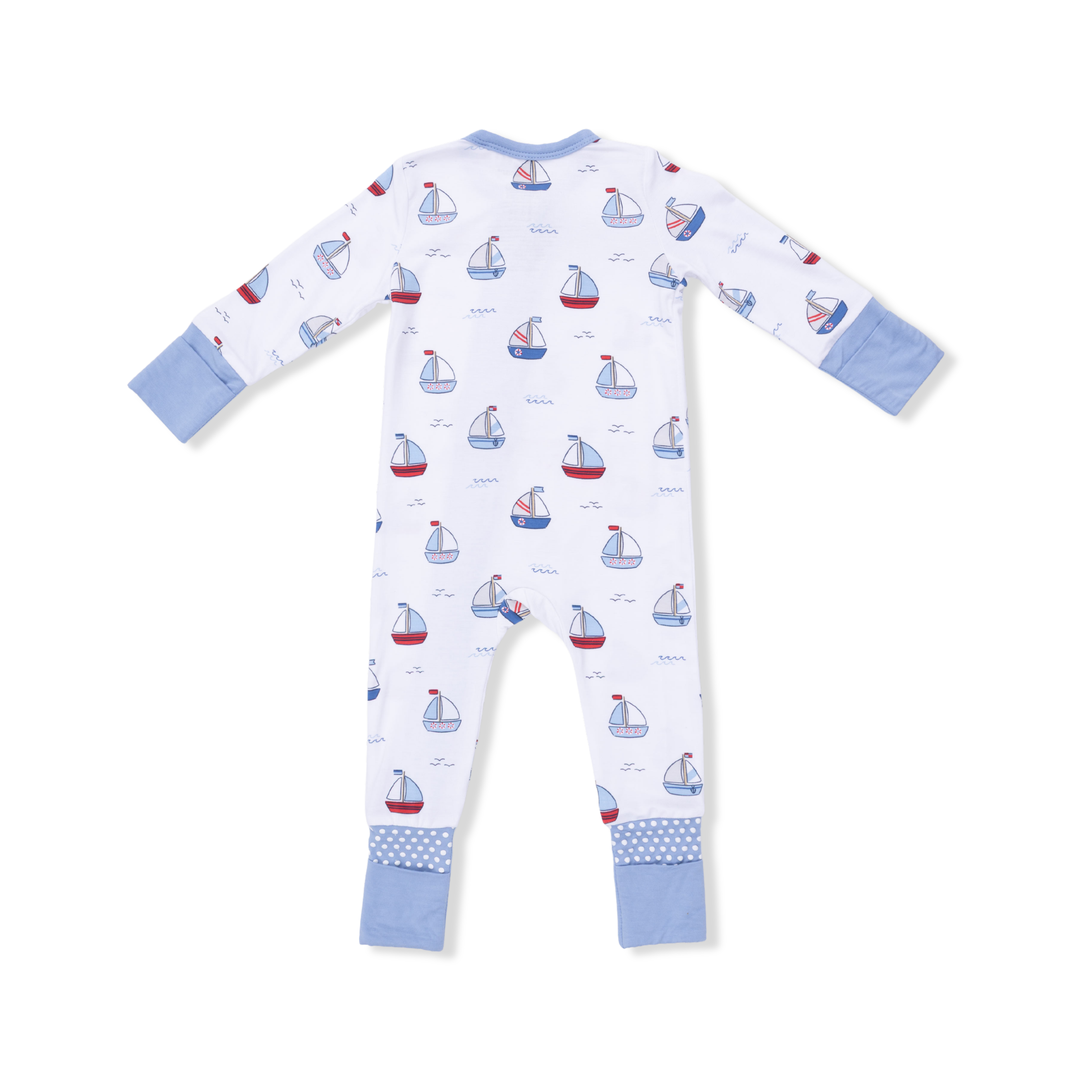 Convertible Romper - Bubbly Sailboats Blue