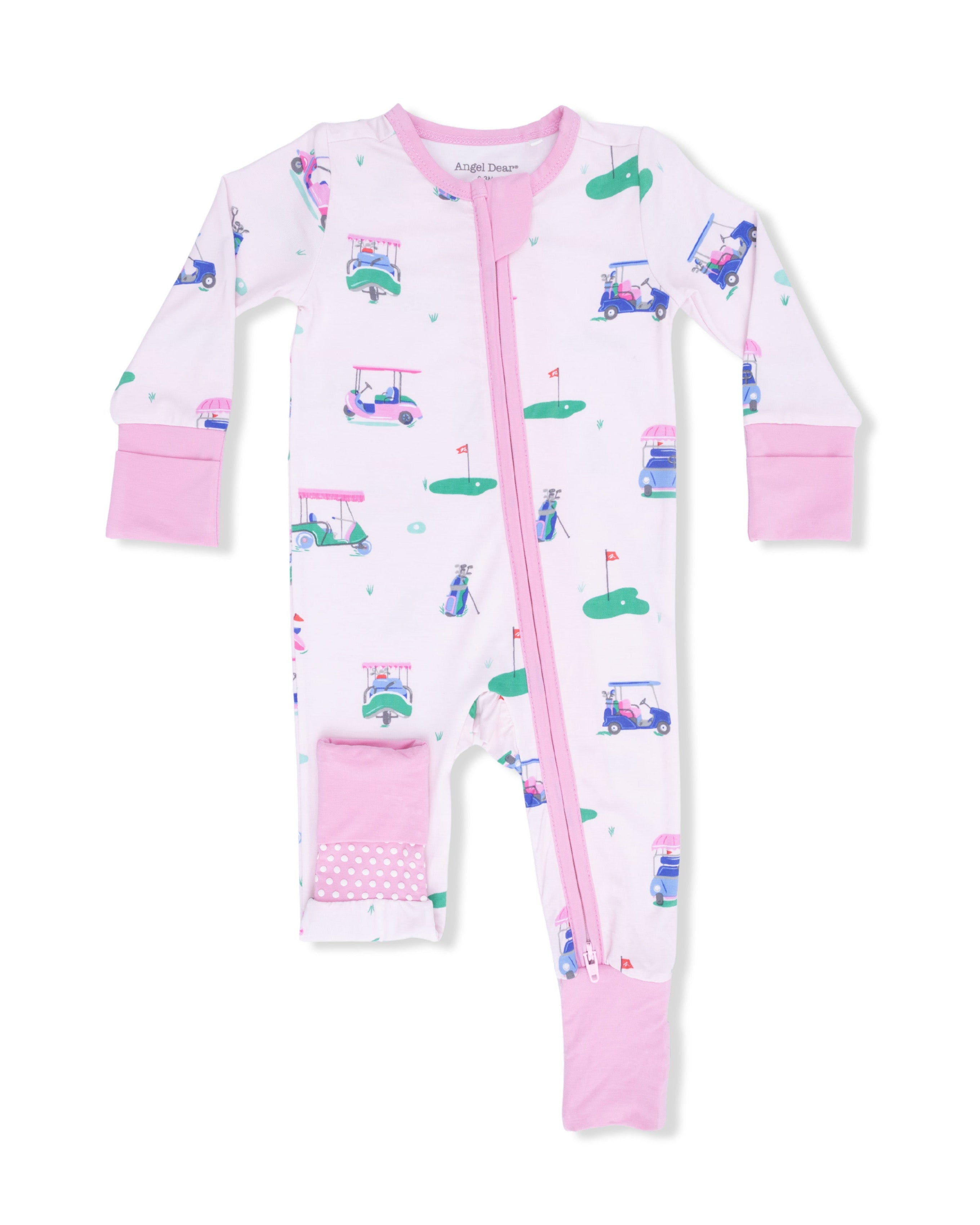 Convertible Romper - Vintage Golf Carts Pink