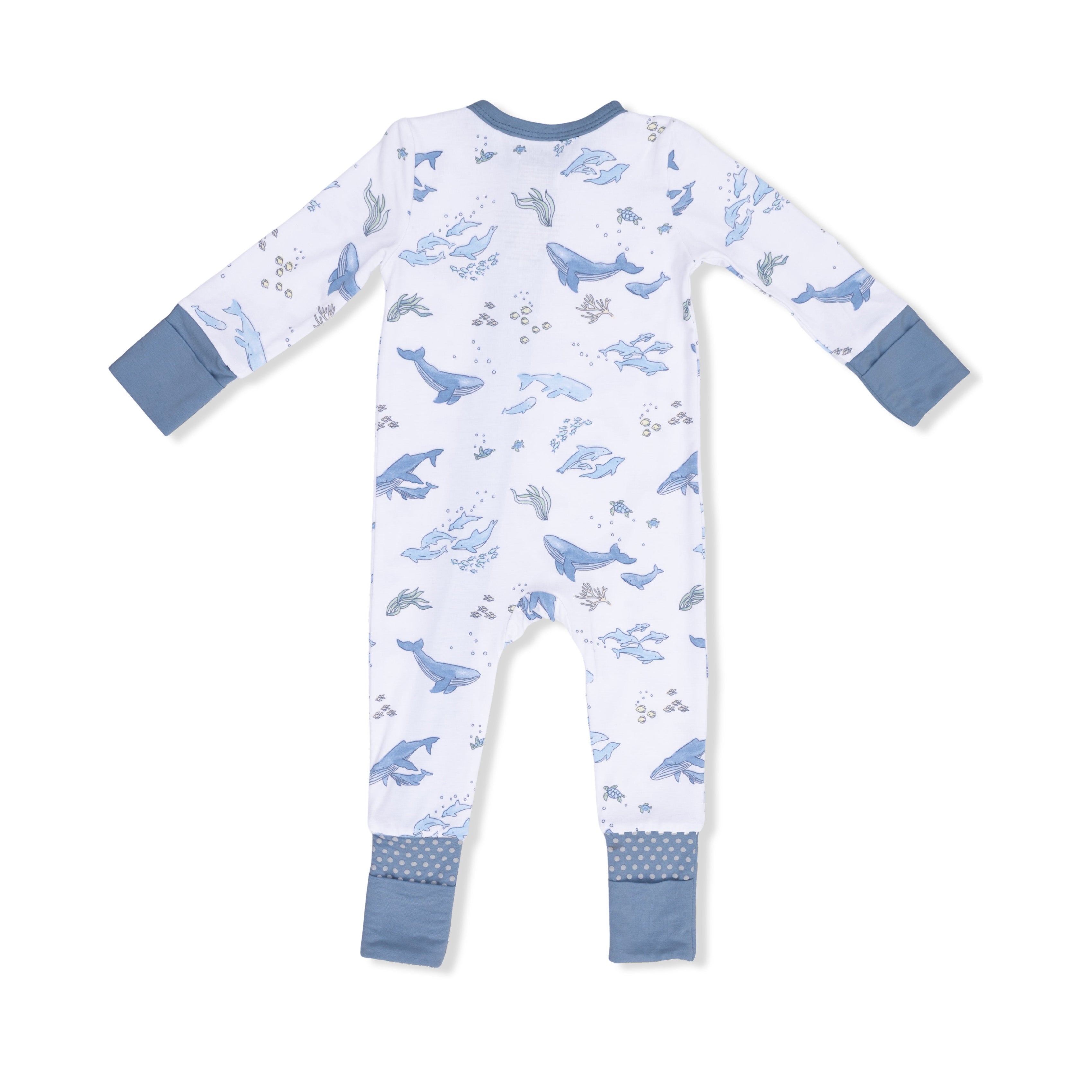 Convertible Romper - Watercolor Blue Whales