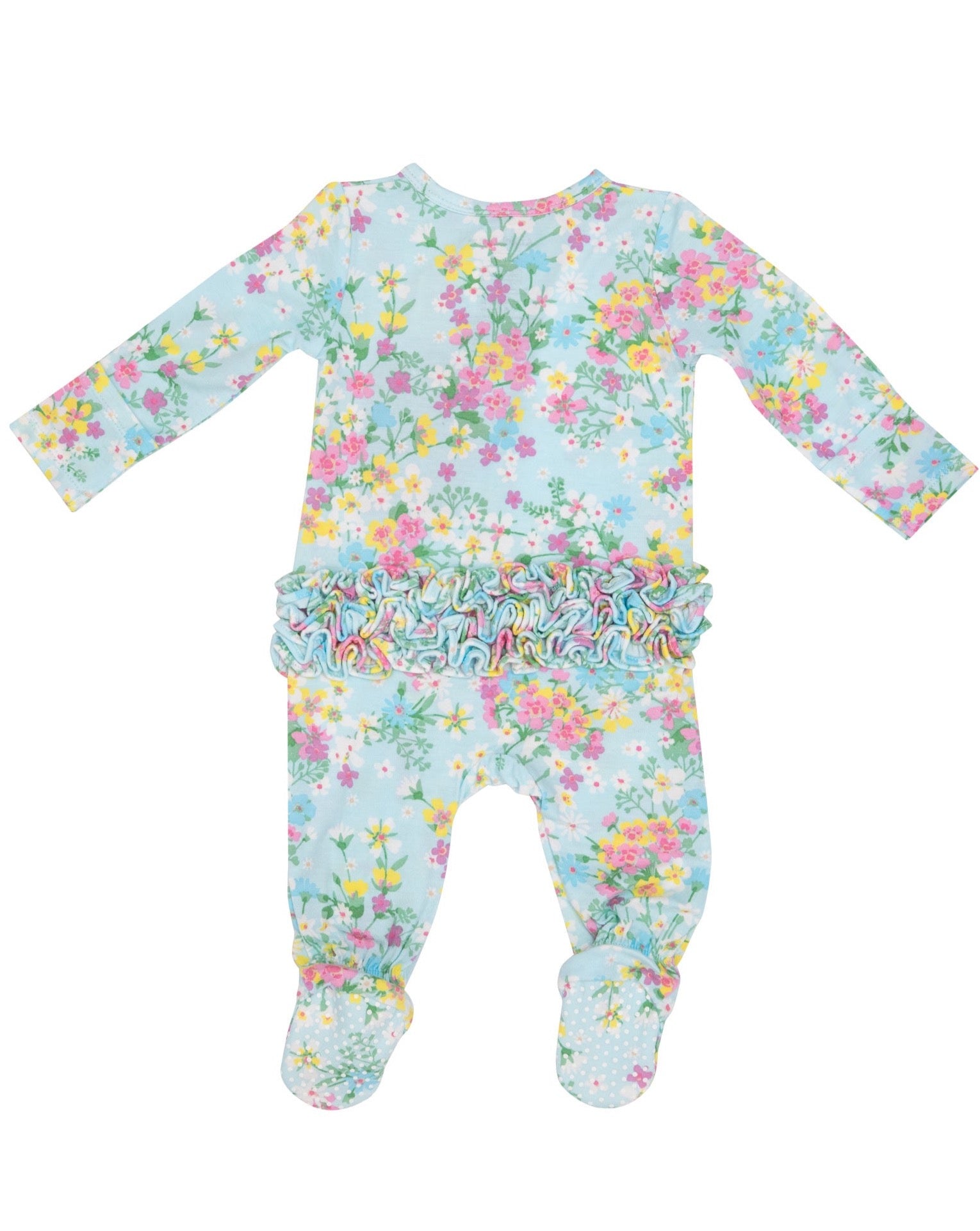 2 Way Ruffle Zipper Footie - Little Buttercup Floral