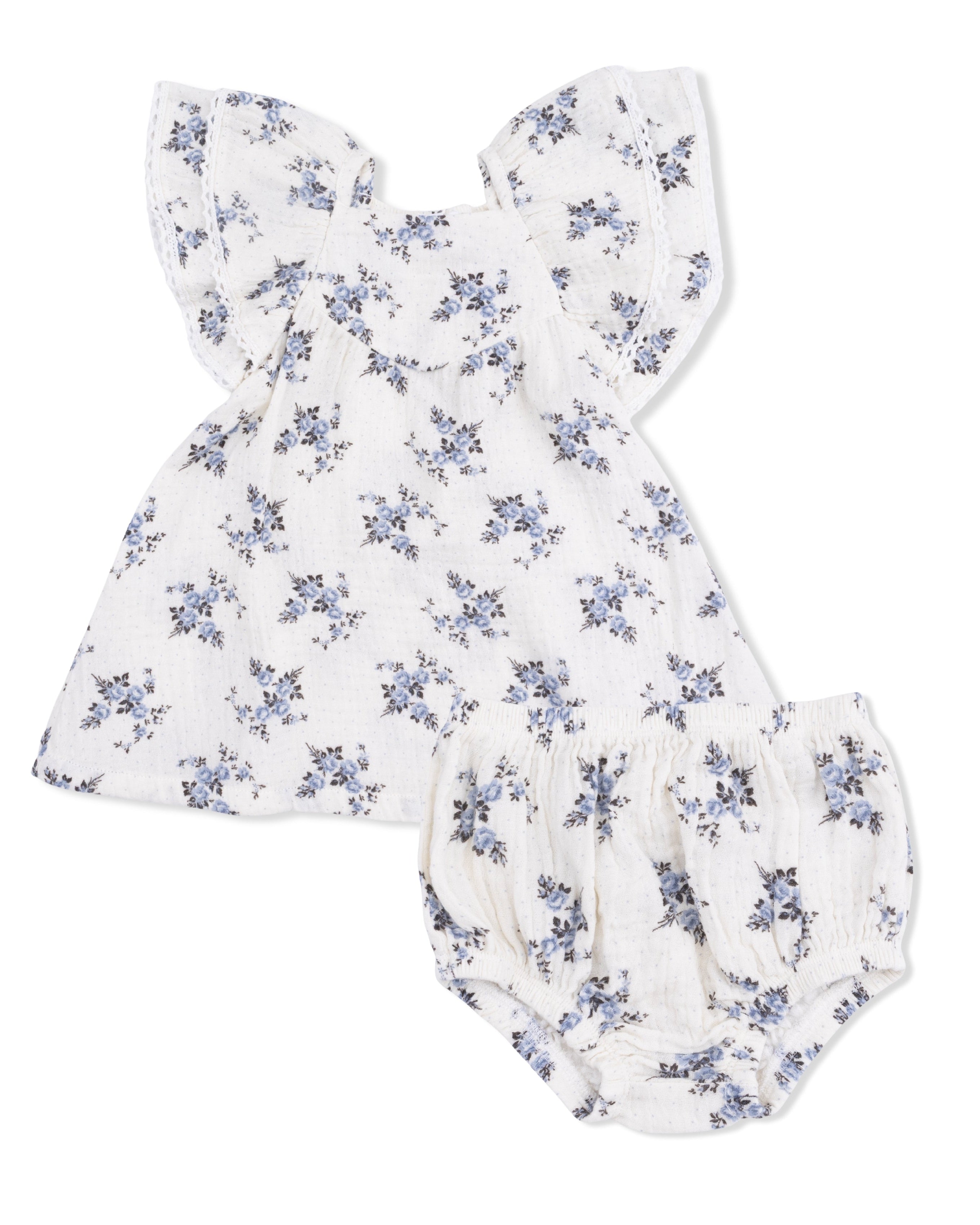 V-Neck Dress and Bloomer - Belle Rosette Dot