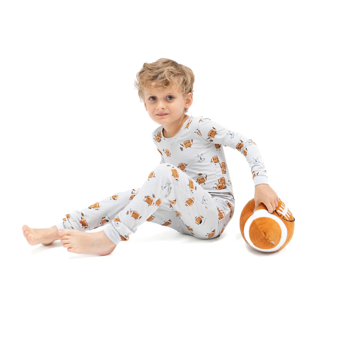 Long Sleeve Loungewear Set - Footballs Playing Football