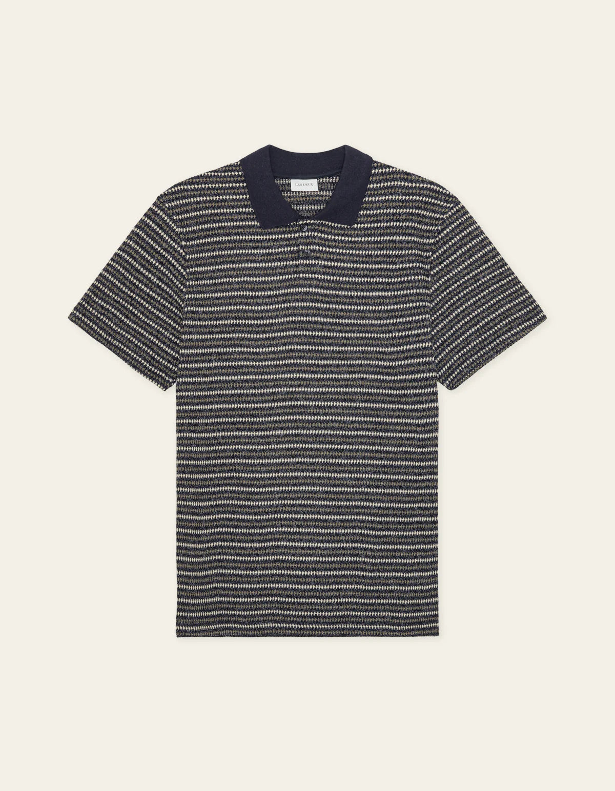 Knitted Stripe Polo - Dark Blue Night
