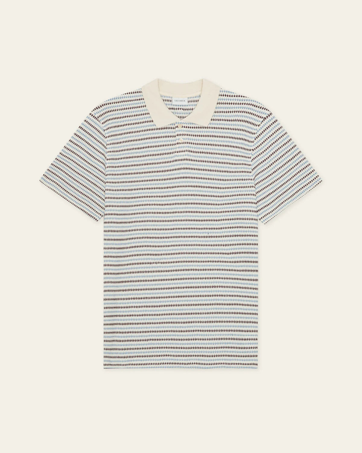 Knitted Stripe Polo - Eggnog White