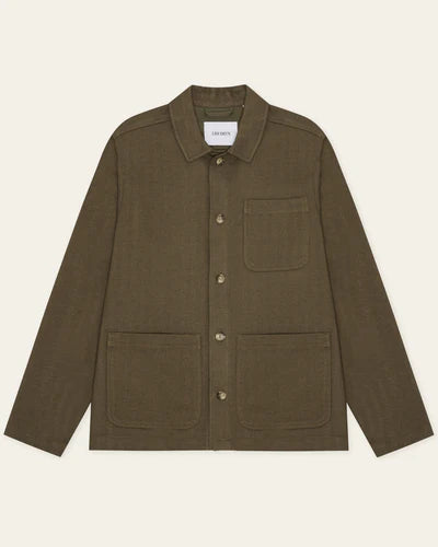 Herringbone Overshirt - Olive Night