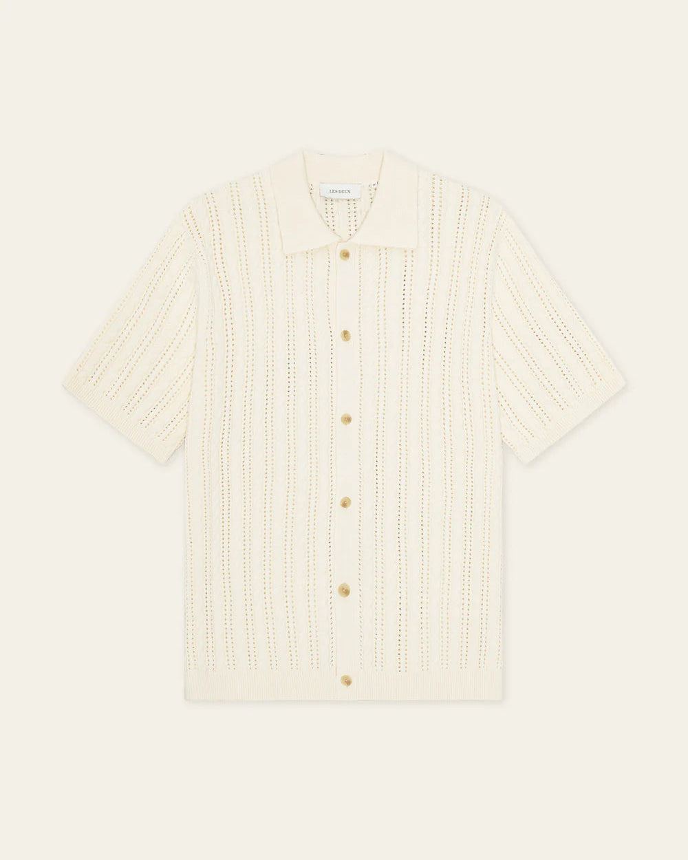 Cable Knitted SS Shirt - Eggnog White