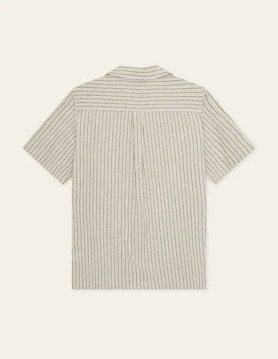 Stripe Cotton-Linen SS Shirt - Dark Sand