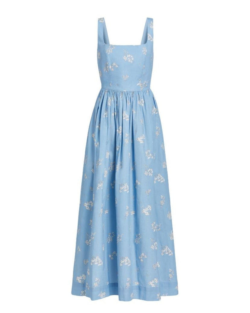 Scoop Neck Dress - Blue Mini Bouquet