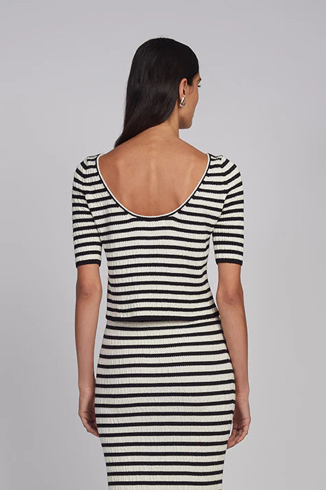 Nena Stripe Top - Ivory/Black Stripe