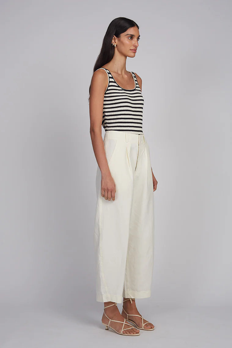 Katia Stripe Tank - Ivory/Black Stripe