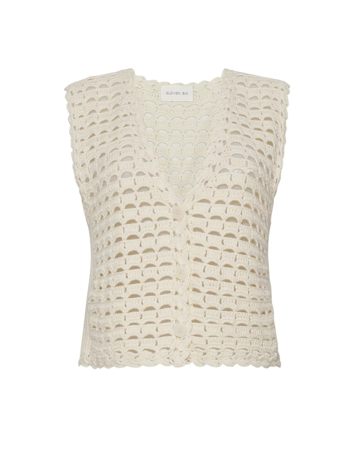 Ellie Crochet Vest - Ivory