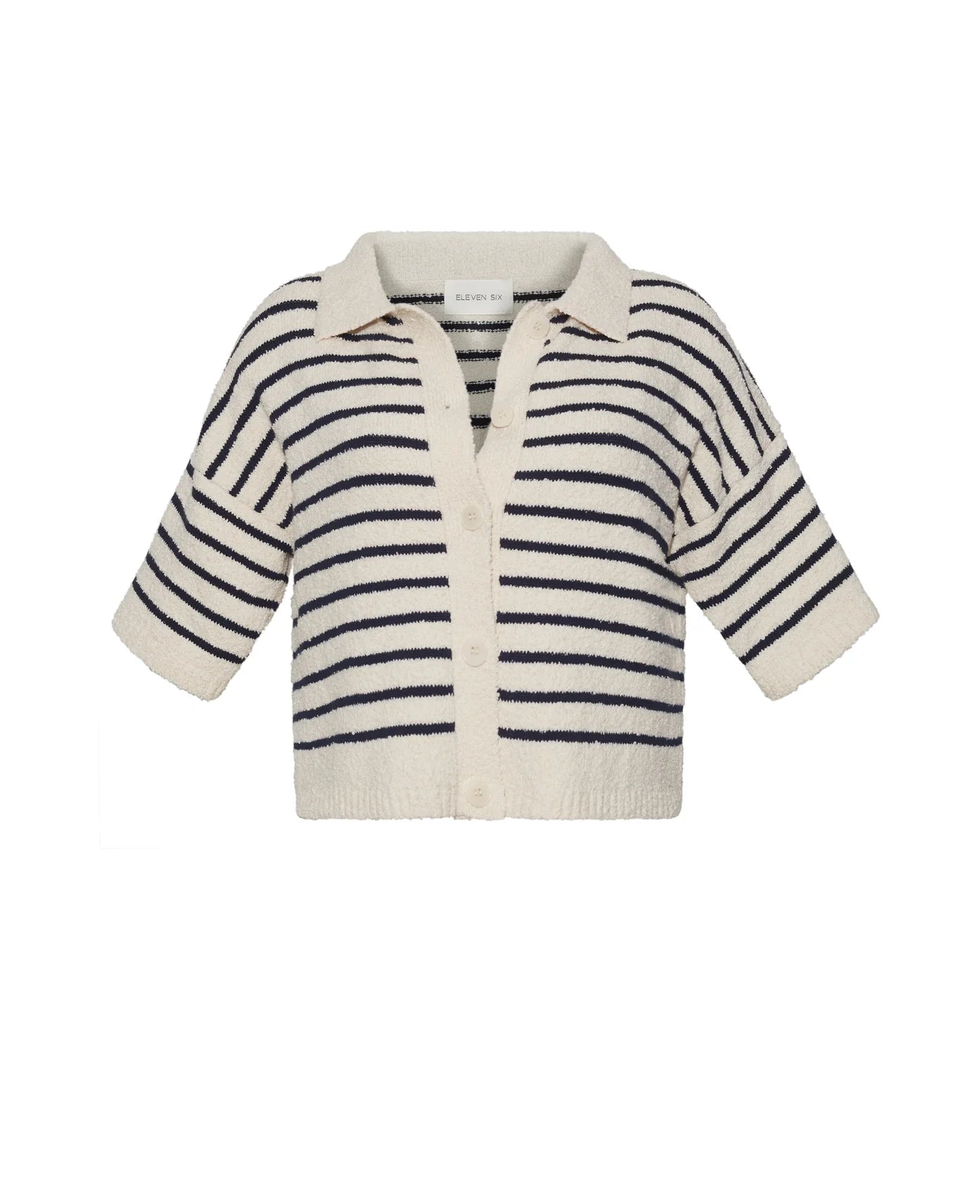 Romy Shirt Cardi - Ivory/Navy Stripe