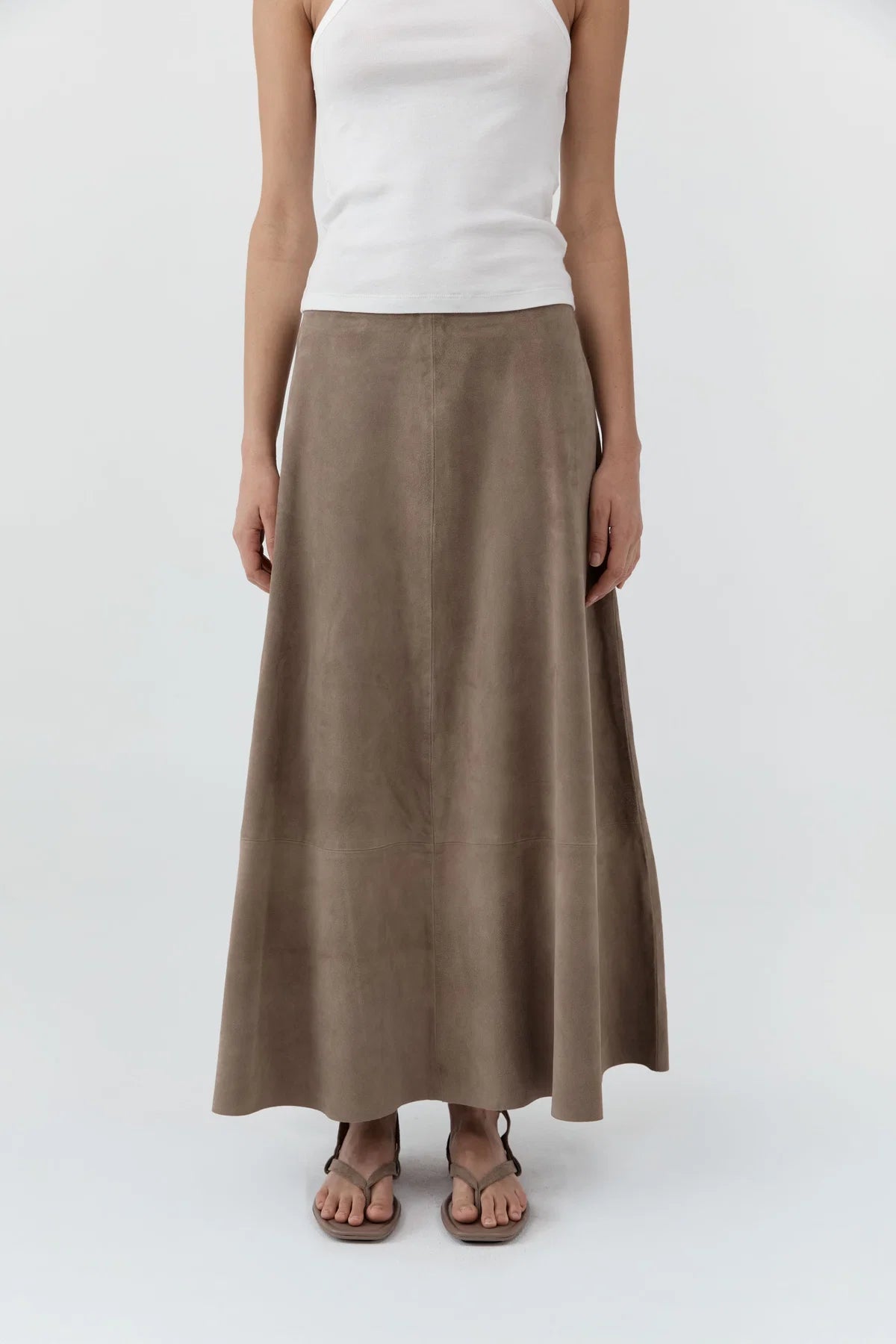 Suede Circle Skirt - Earth