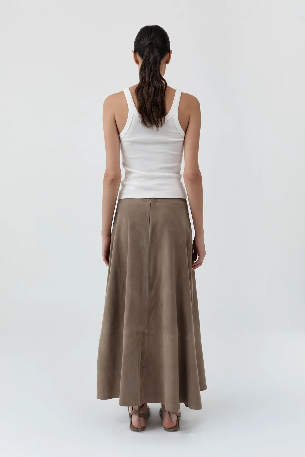 Suede Circle Skirt - Earth