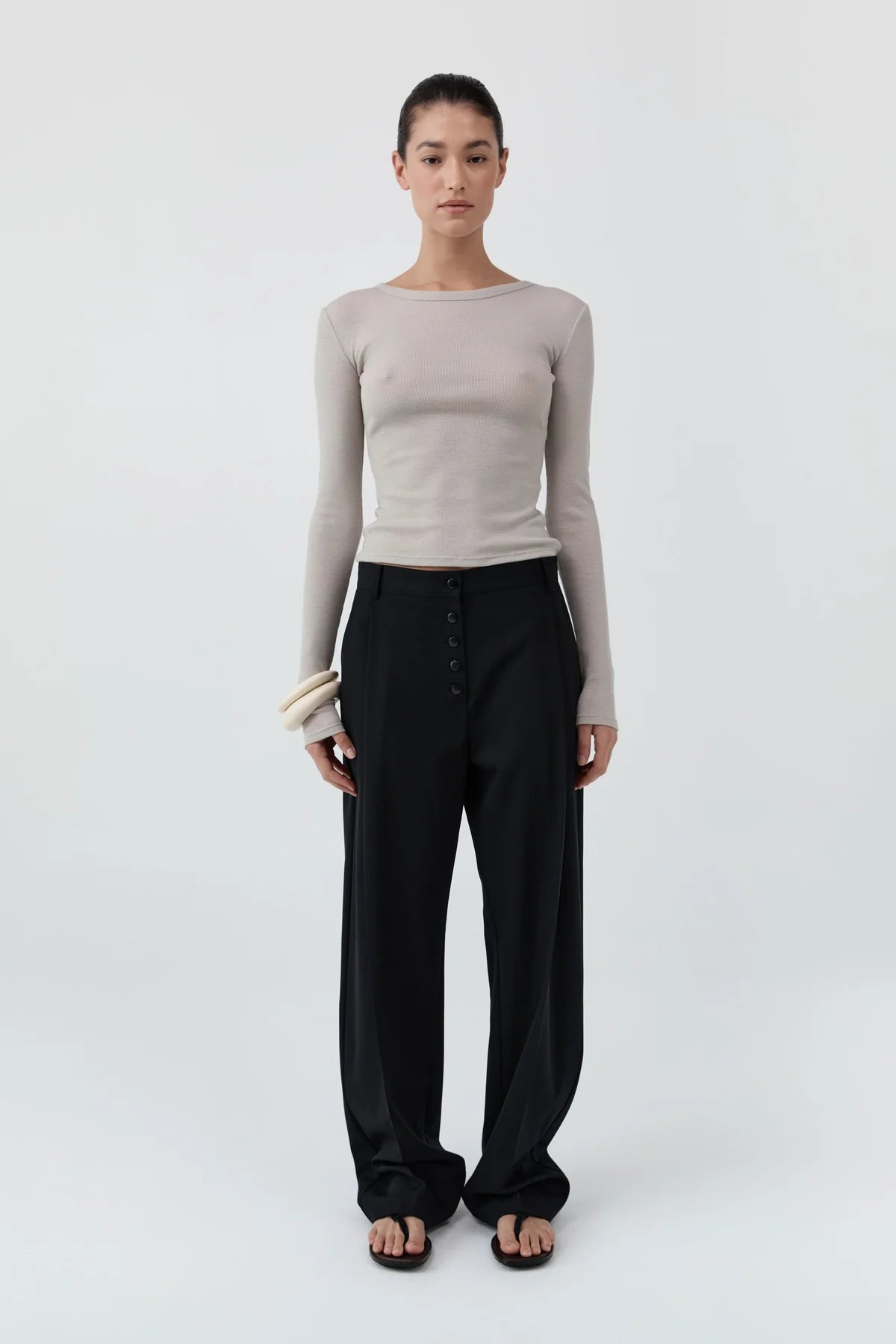 Baby Wool Long Sleeve Top - Soft Ash