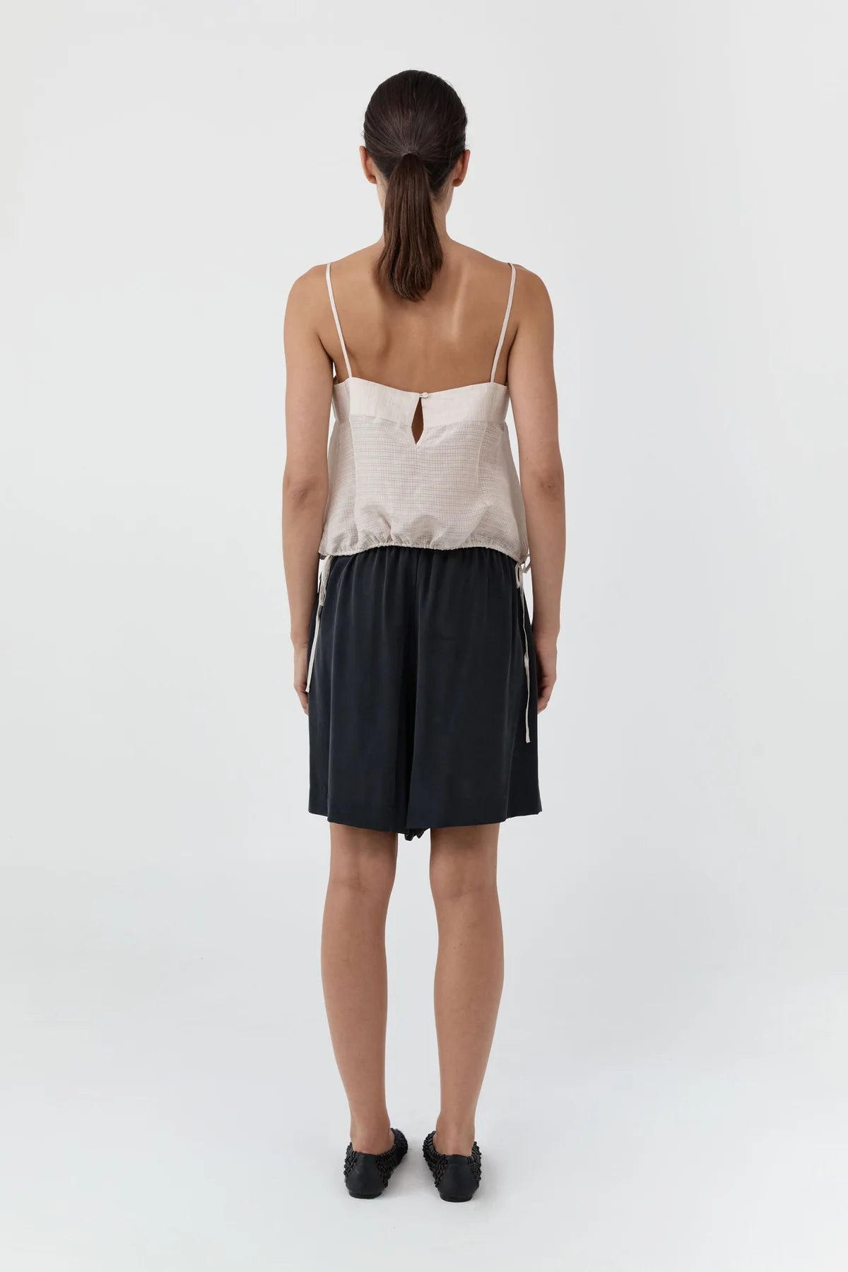 Woven Check Drawstring Cami - Soft Ash