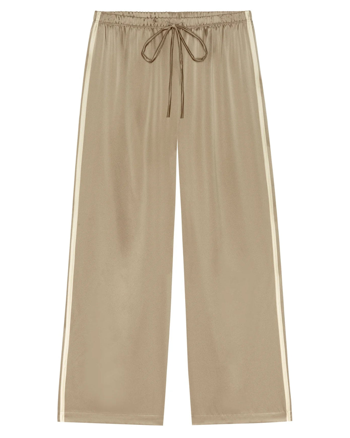 The Silk Stripe Crop Pant - Shitake/Creme