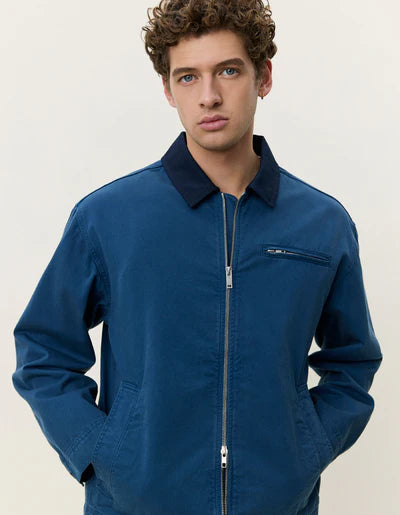 Twill Zipper Jacket - Dark Denim Blue