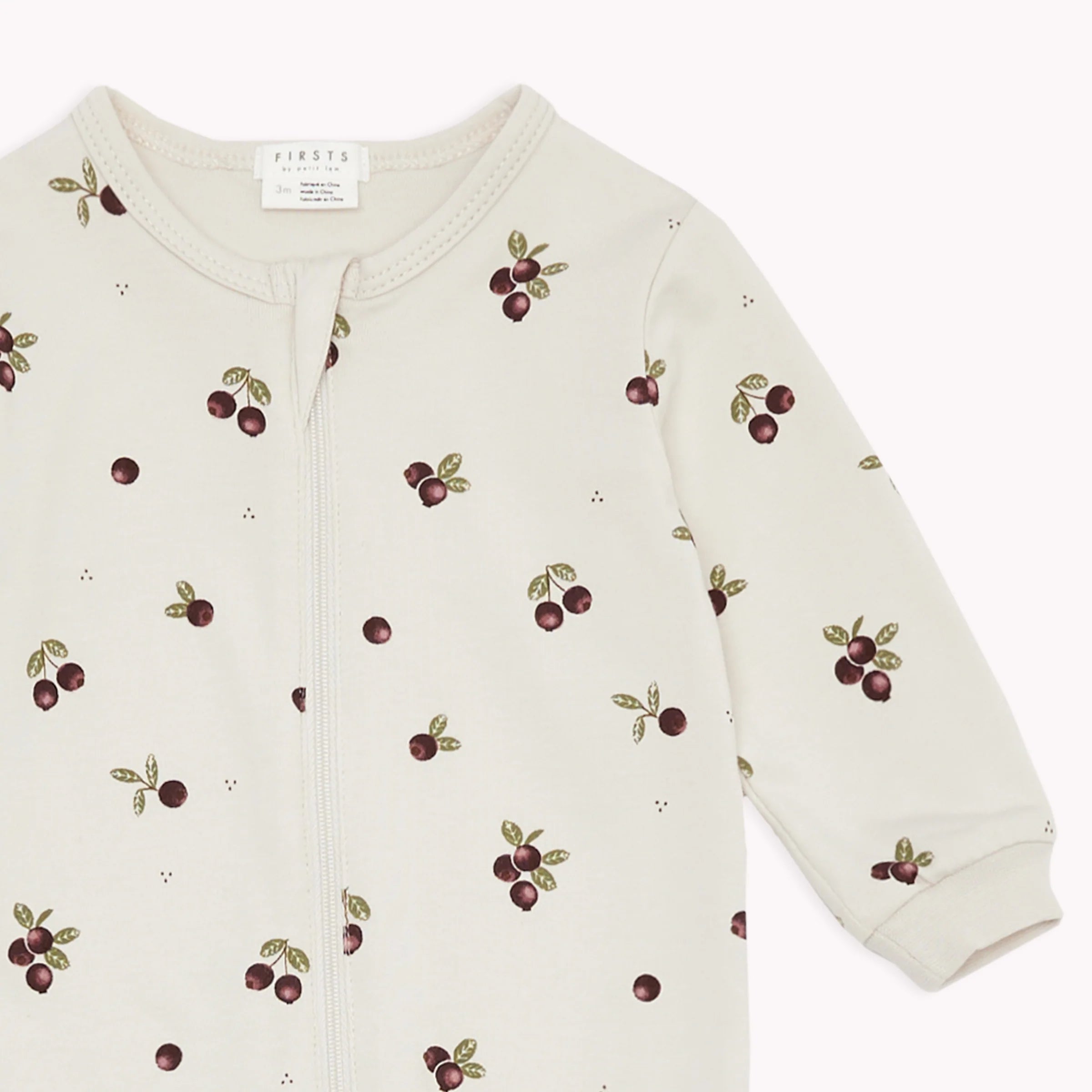 Cranberry Print on Creme Footed Sleeper