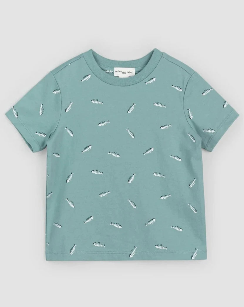 Fishbone Print on Seafoam T-Shirt