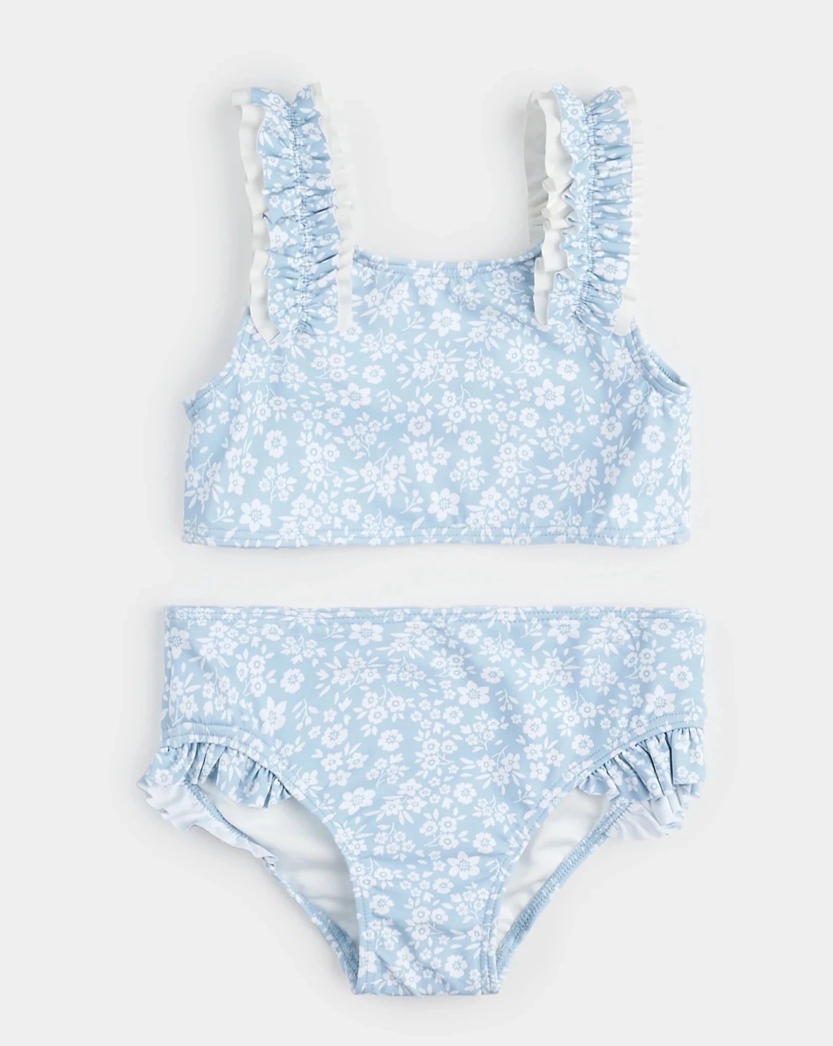 Floral Print On Sky Blue Bikini