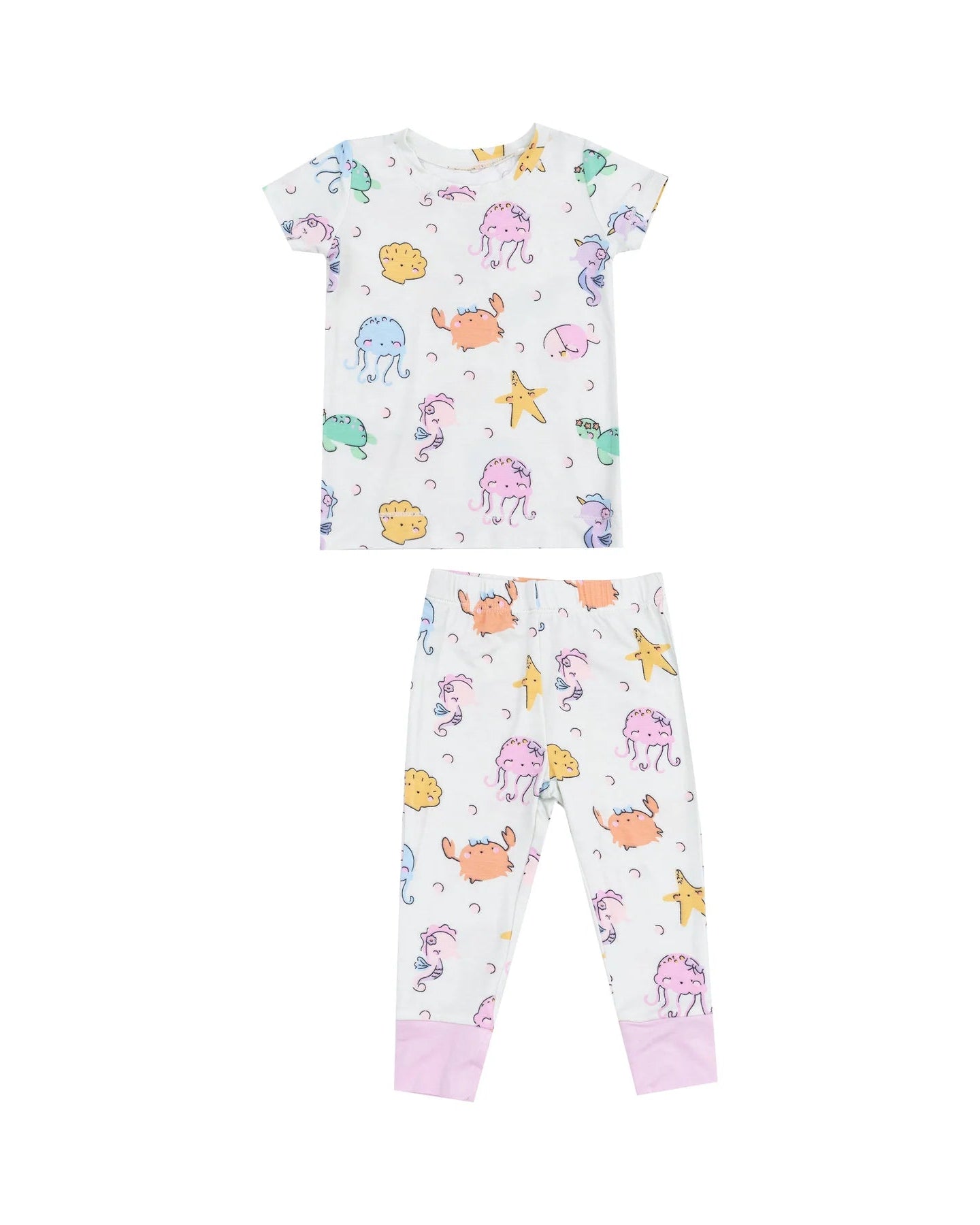 Short Sleeve Loungewear Set - Cute Sea Creatures