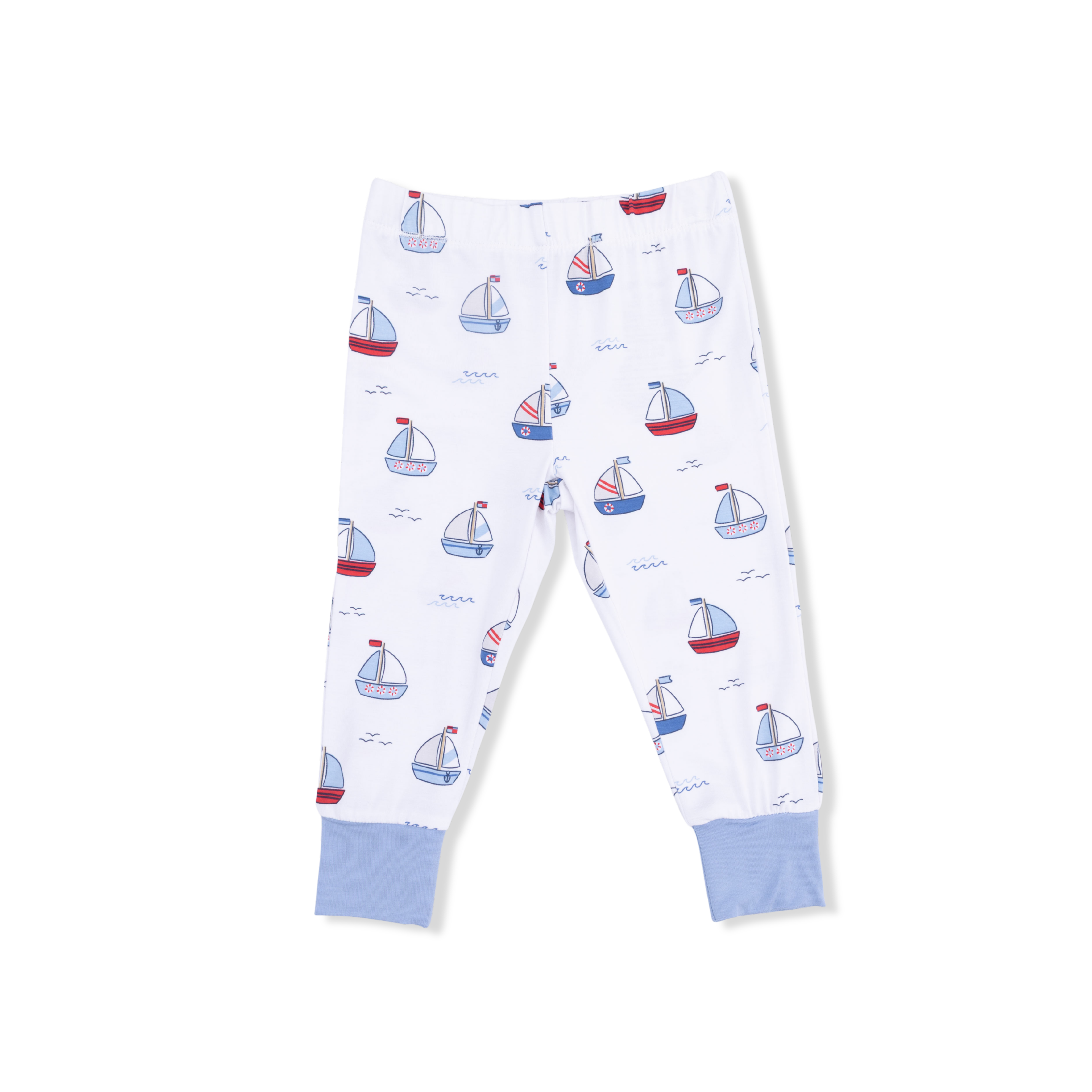Short Sleeve Loungewear Set - Bubbly Sailboats Blue
