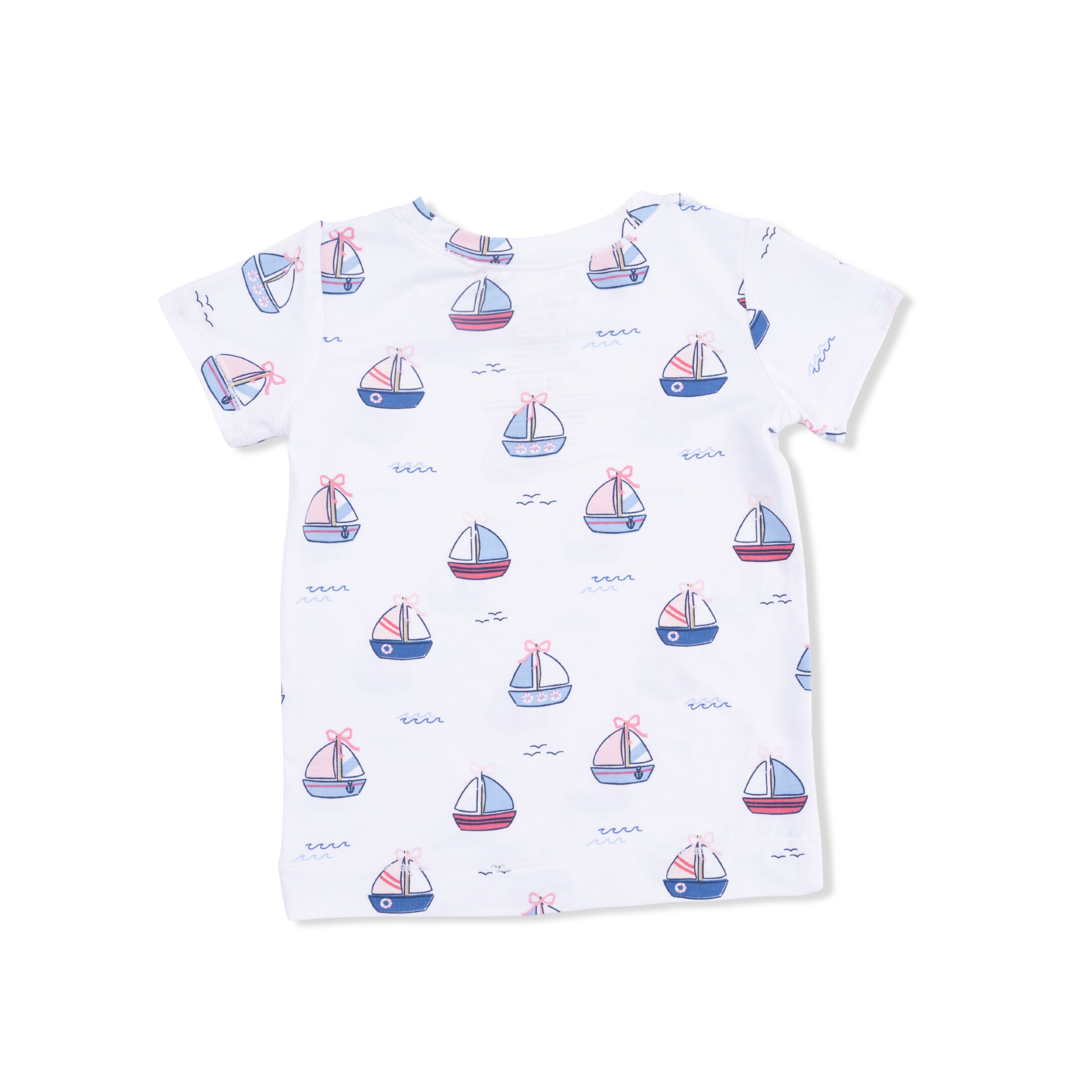 Short Sleeve Loungewear Set - Bubbly Sailboats Pink