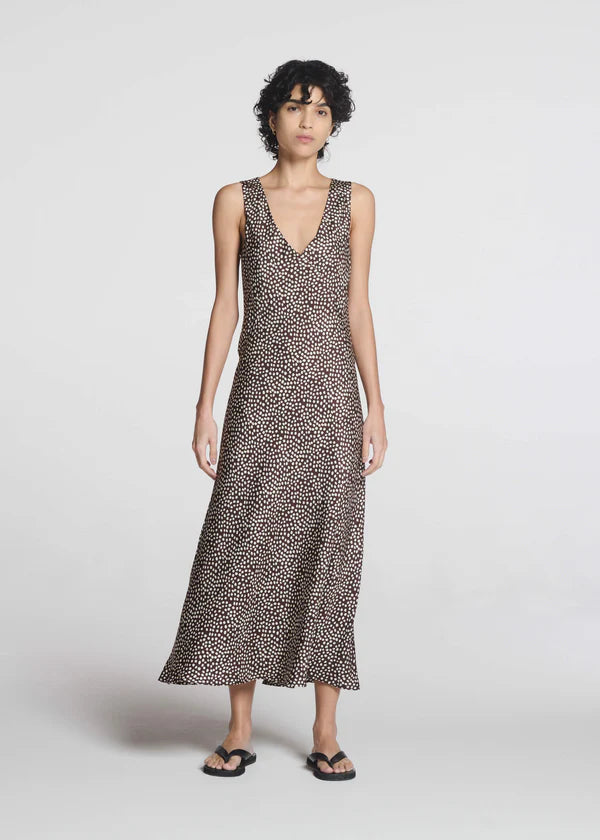 The Provence Dress - Pebble Brown Brown / Ecru