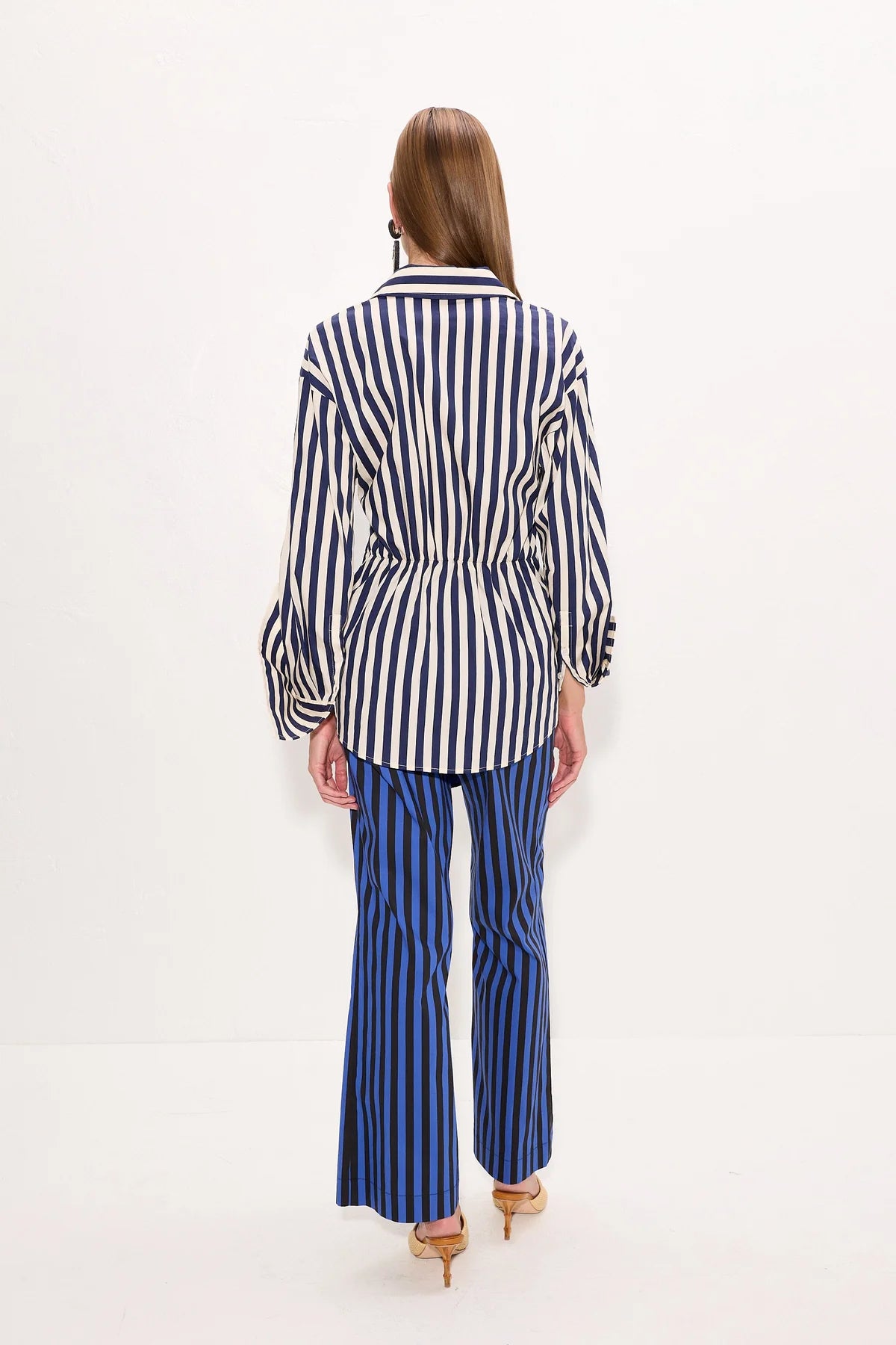 Pia Poplin Pant - Cobalt Stripe