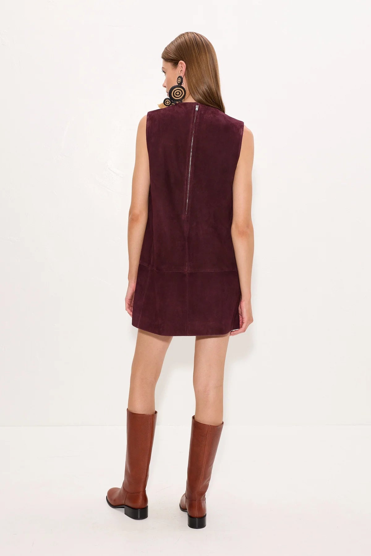 Delphine Suede Mini Dress - Bordeaux