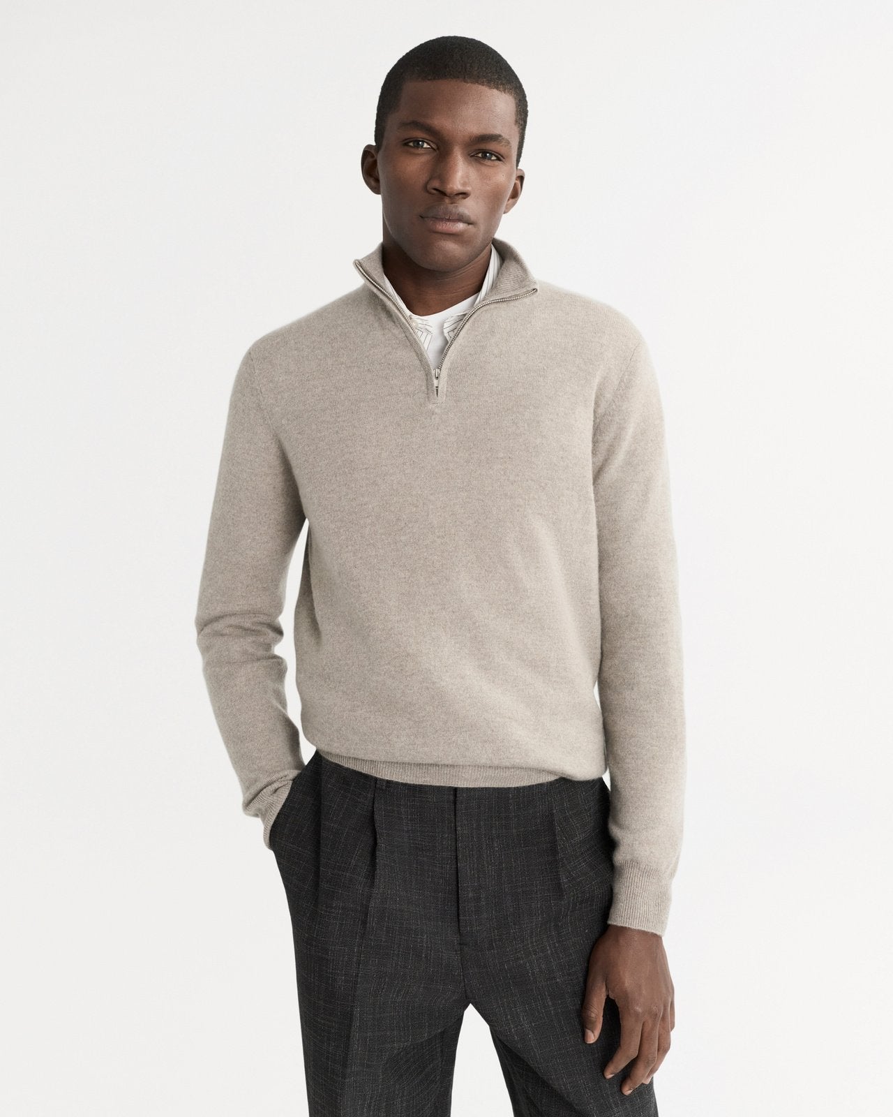 Half Zip Cashmere Sweater - Greige