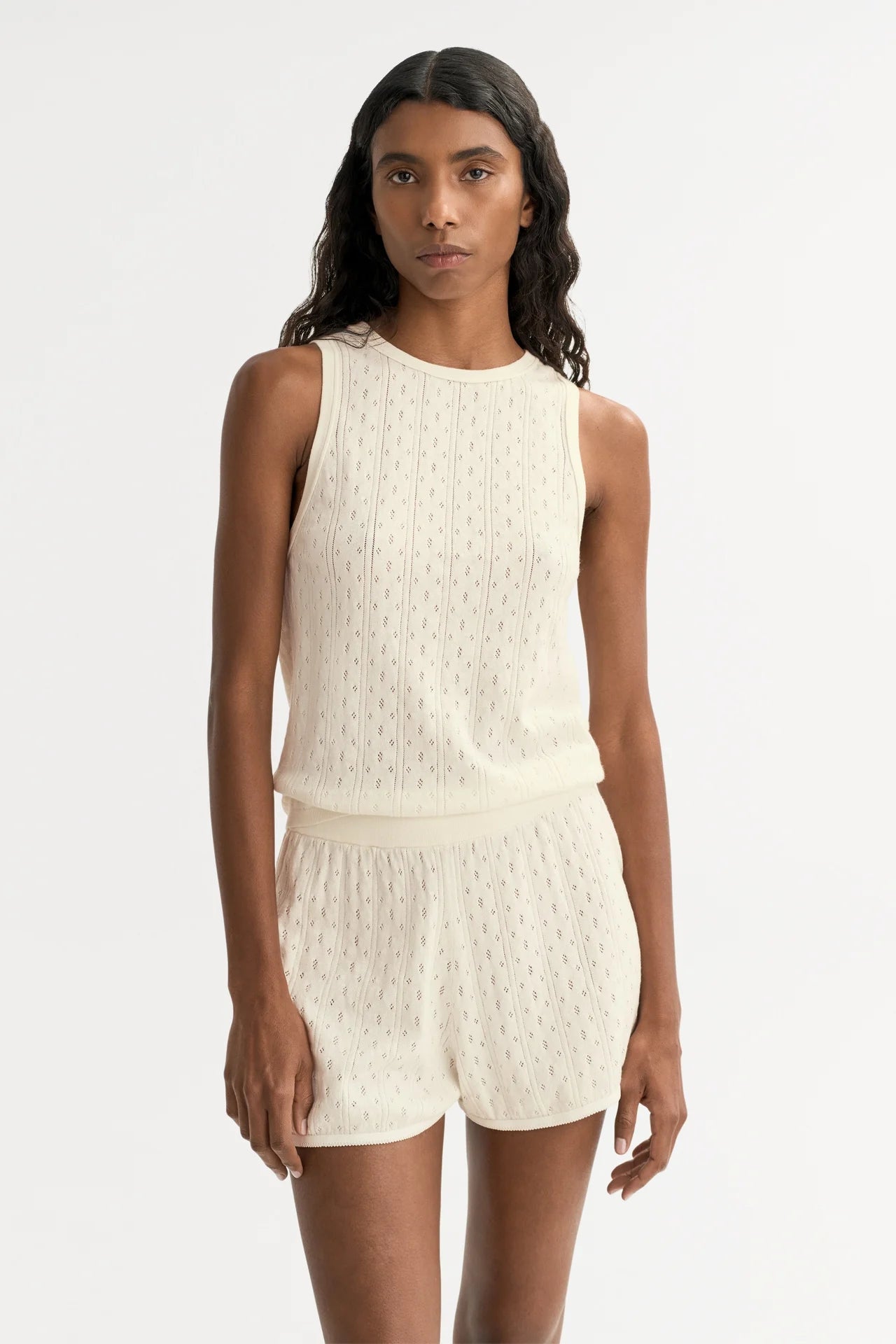 Pointelle Singlet - Feather White
