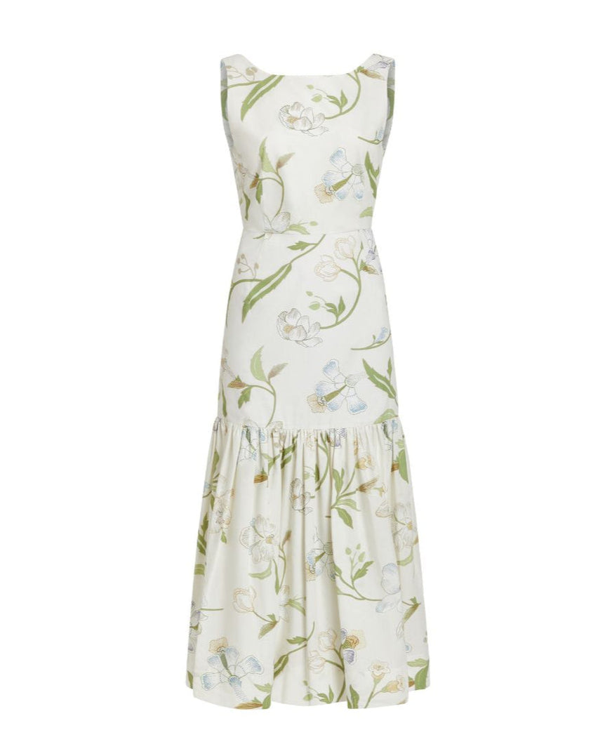 Low-Back Dress - Ivory Hibiscus