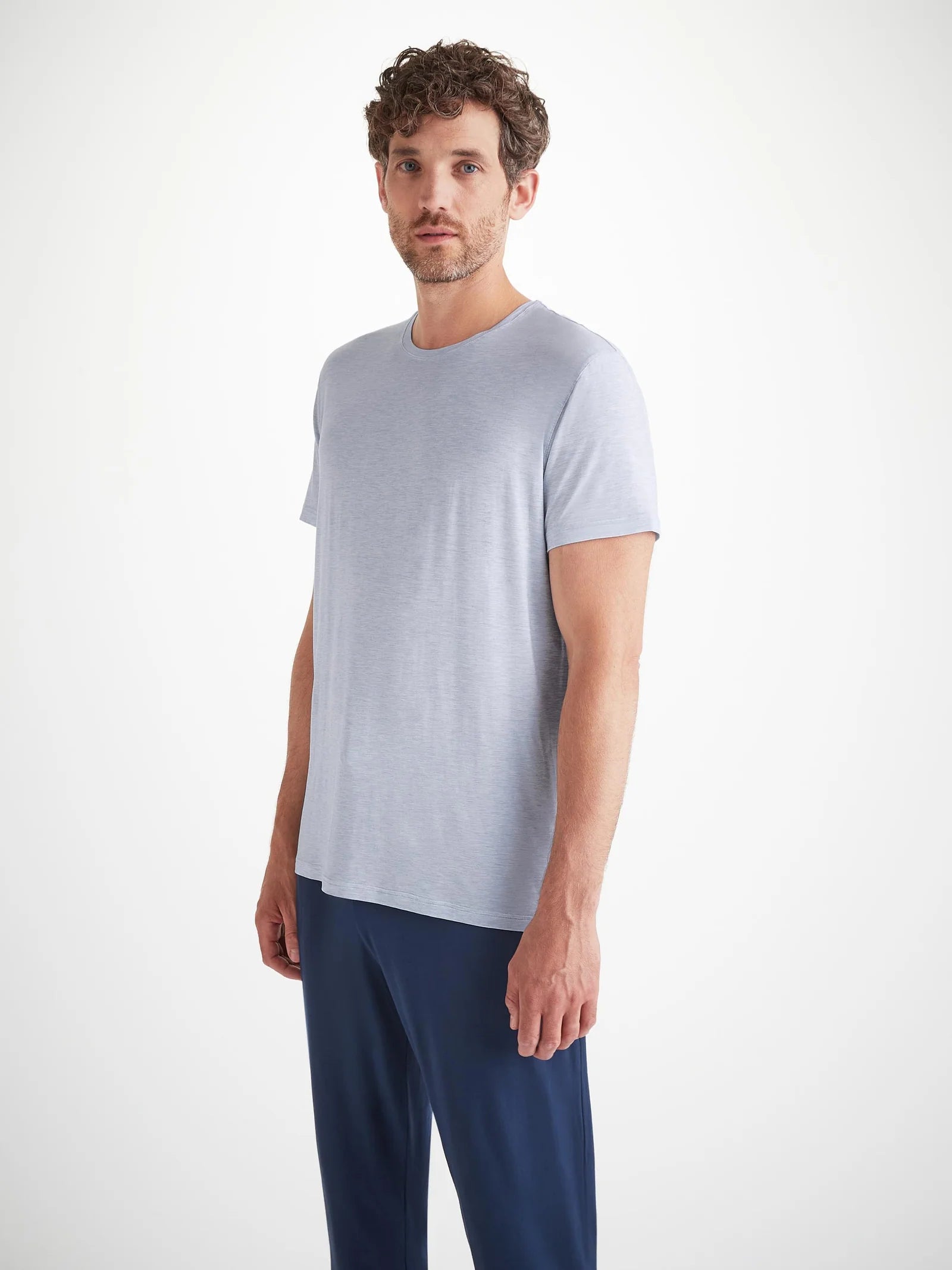 Ethan Micro Modal Stretch T-Shirt - Light Blue Marl