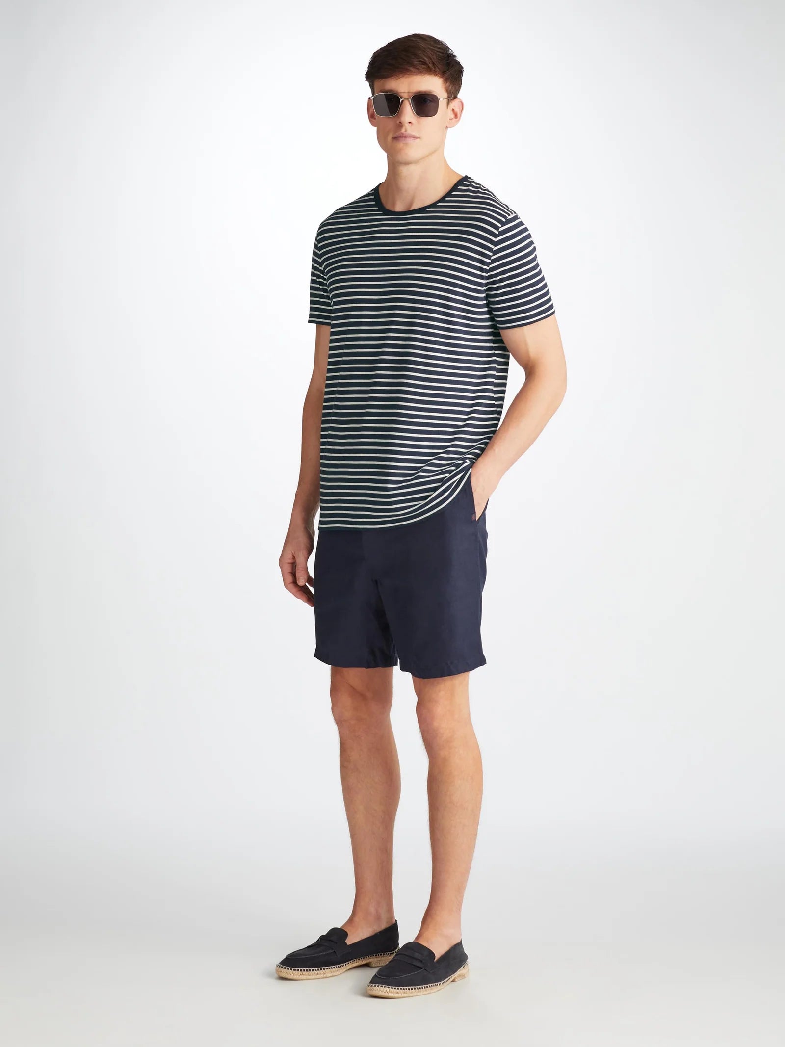 Ryder Pima Cotton T-Shirt - Navy/White