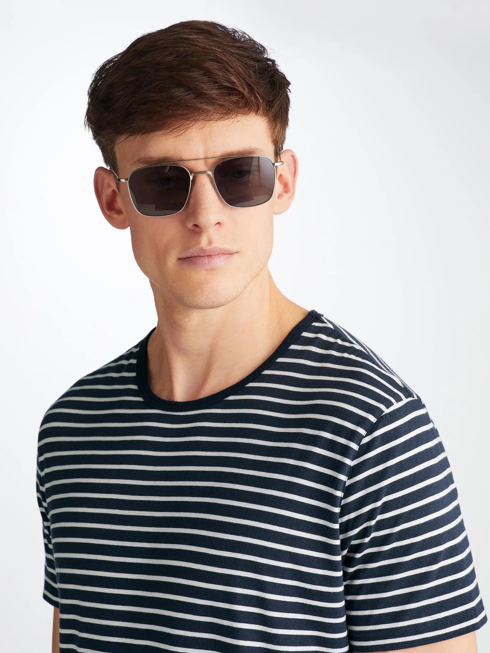 Ryder Pima Cotton T-Shirt - Navy/White