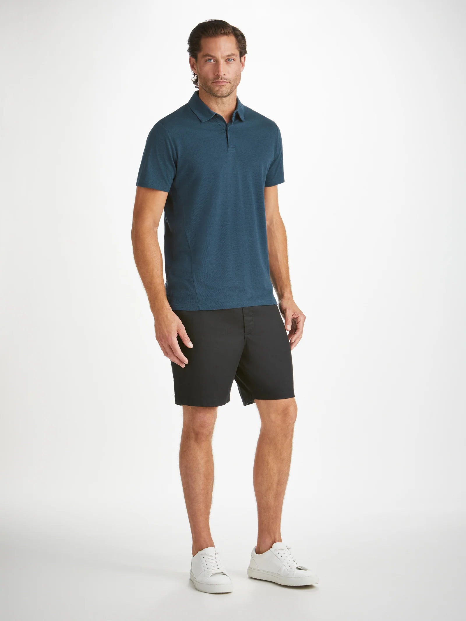 Ramsay Pique Cotton Lyocell Polo - Denim