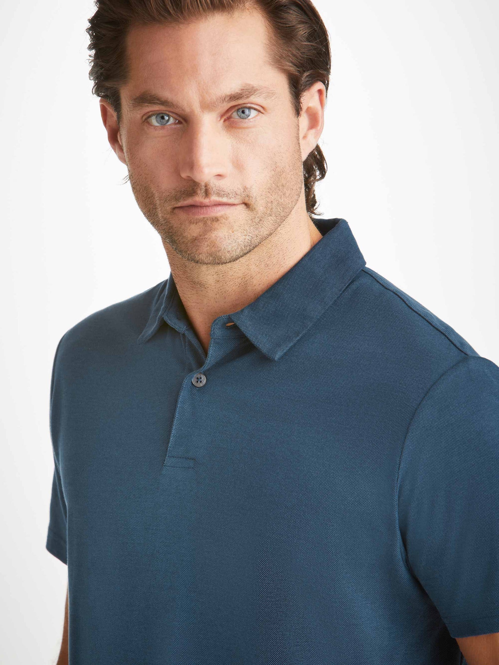 Ramsay Pique Cotton Lyocell Polo - Denim