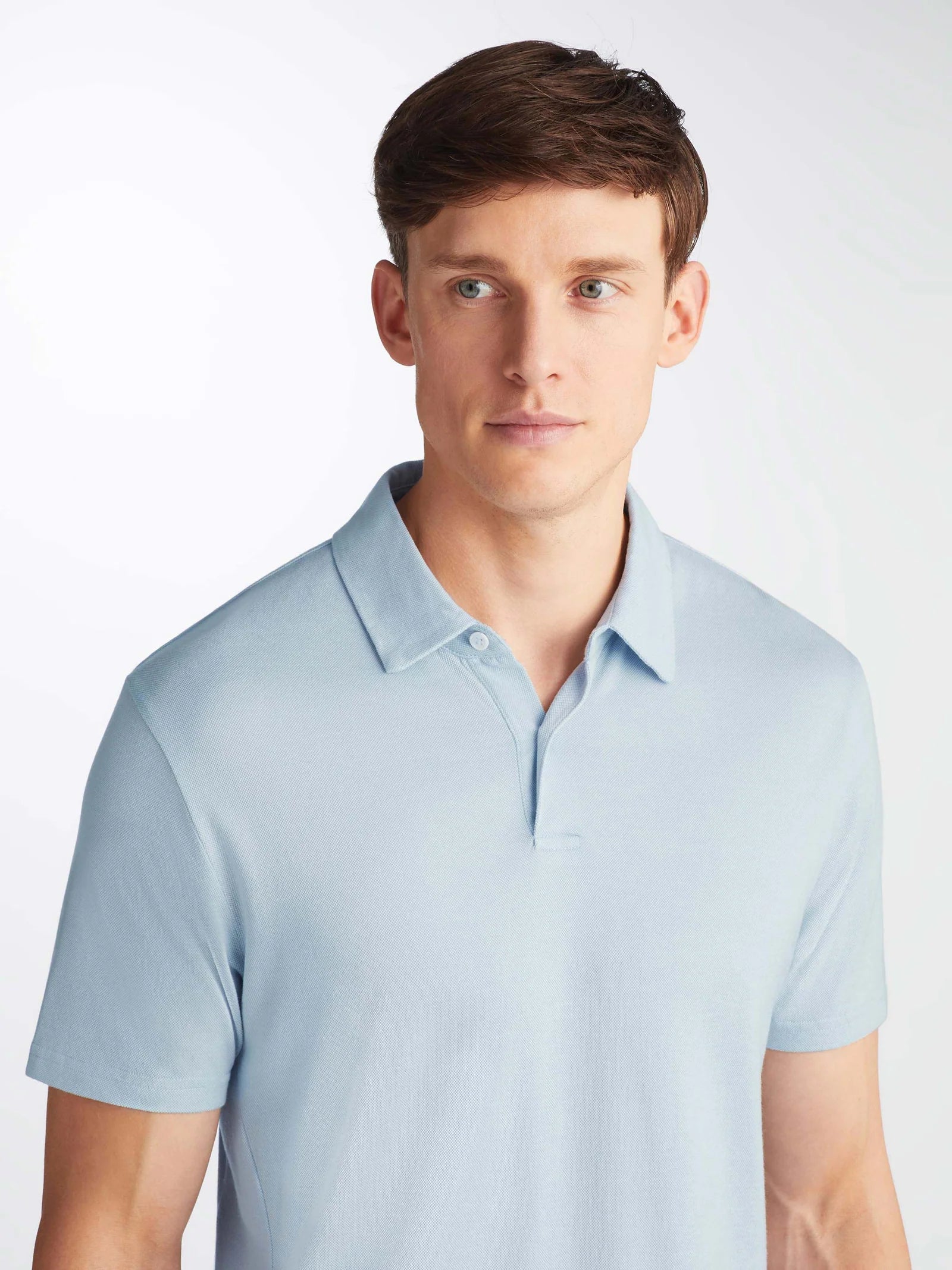 Ramsay Pique Cotton Lyocell Polo - Sky